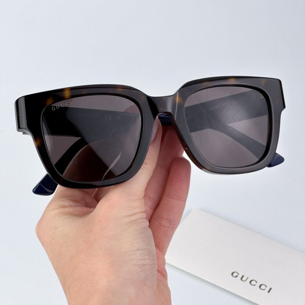 Gucci GG1670SK 002 BRAND NEW Sunglasses Havana Red Blue Grey Unisex Square - Picture 1 of 9
